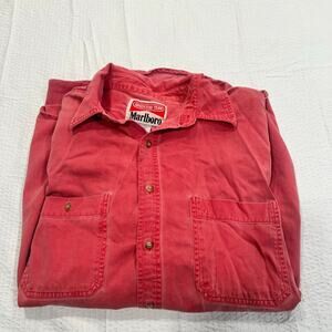 Marlboro red button down shirt men XL *flawed*